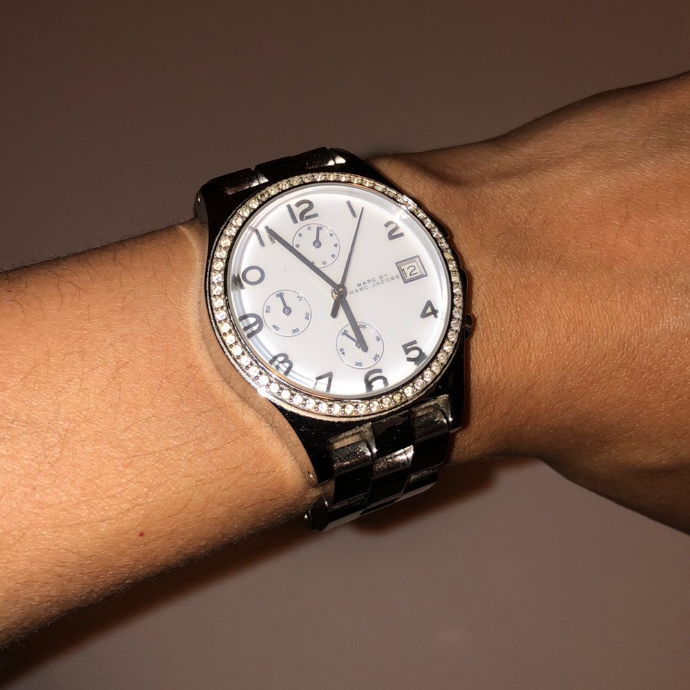 Marc by marc jacobs silver watch with crystals